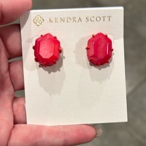 Kendra Scott Morgan Geometric Stud Earrings MATTE RED Red Mother of Pearl